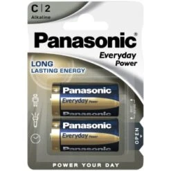 Panasonic C Type 2 Pack Alkaline Batteries