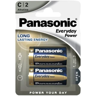 Panasonic C Type 2 Pack Alkaline Batteries 3 Panasonic C Type 2 Pack Alkaline Batteries