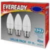 Eveready 40W B22 Candle LED Bulb 3pk -Energizer Shop 355151 eveready bulbs led 3pk 40w b22 warm white