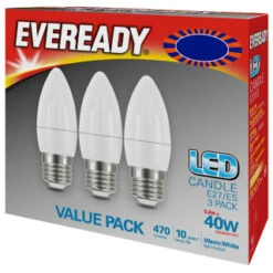Eveready 40W E27 Candle LED Bulb 3pk