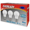 Eveready 60W GLS E27 Bulb 3pk -Energizer Shop 355159 eveready 3pk 60w led warm white