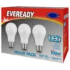 Eveready 100W B22 LED Bulb 3pk -Energizer Shop 355162 eveready bulbs led 3pk 100w b22 warm white