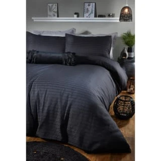 B&M Luna Waffle King Duvet Set - Black 4 B&M Luna Waffle King Duvet Set - Black - Image 2
