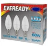 Eveready 60W E14 Candle SES Bulb 3pk -Energizer Shop 370507 eveready 3pck 60w candle ses