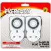Eveready 24hr Plug-In Timer Sockets 2pk -Energizer Shop 389970 eveready twin 24hr timer