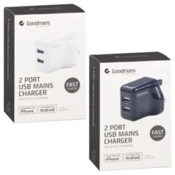 Goodmans 2 Port USB Fast Charger - White 7 Goodmans 2 Port USB Fast Charger - White -Energizer Shop 390343 goodmans 2 port usb mains charger main