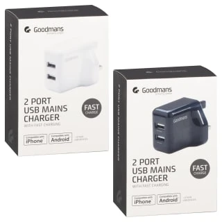 Goodmans 2 Port USB Fast Charger - White 5 Goodmans 2 Port USB Fast Charger - White - Image 3