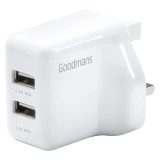 Goodmans 2 Port USB Fast Charger - White 4 Goodmans 2 Port USB Fast Charger - White - Image 2