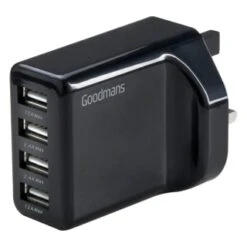 Energizer Shop -Energizer Shop 390345 goodmans 4 port usb mains charger black