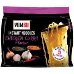 B&M Yumsu Instant Noodles Chicken Curry Flavour 5pk
